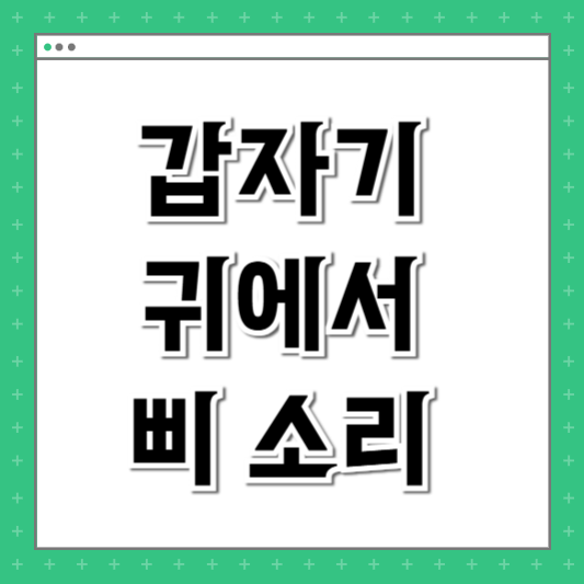 갑자기 귀에서 삐 소리 이명 돌발성 난청 구분법